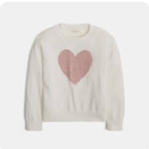 CREWCUTS White Sweater with Pink Shimmer Heart NEW Size 10